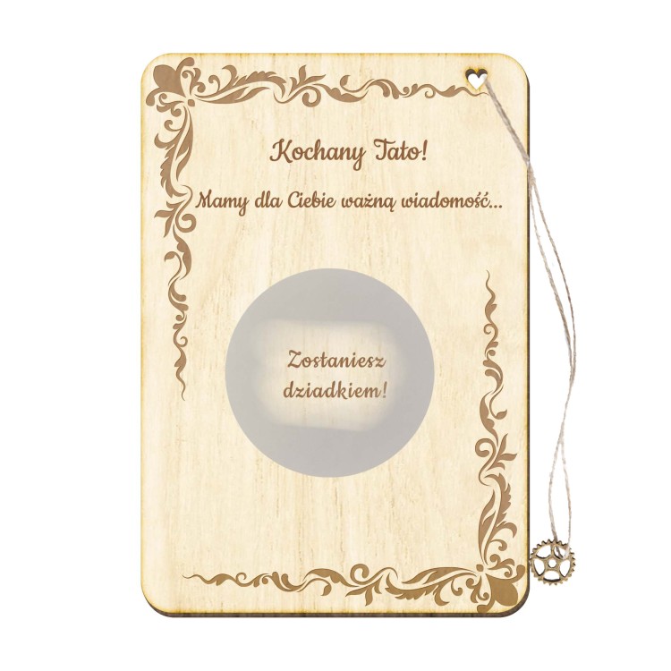 zostaniesz dziadkiem - drewniana kartka dla przyszłego dziadka